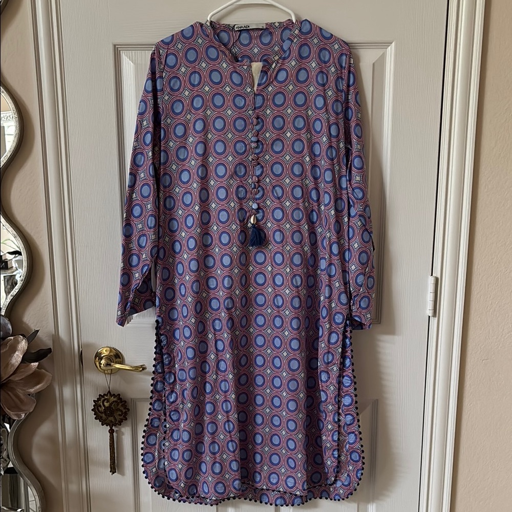 Pakistani / Indian desi clothes Purple and Blue Buttoned Long Sleeve Dress
